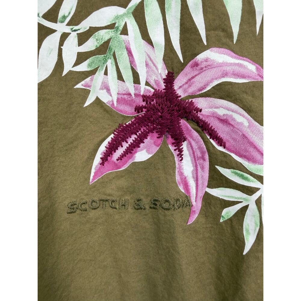 Scotch & Soda Women Organic Cotton Embroidered Bomber Jacket Size L Khaki Floral - Picture 4 of 13